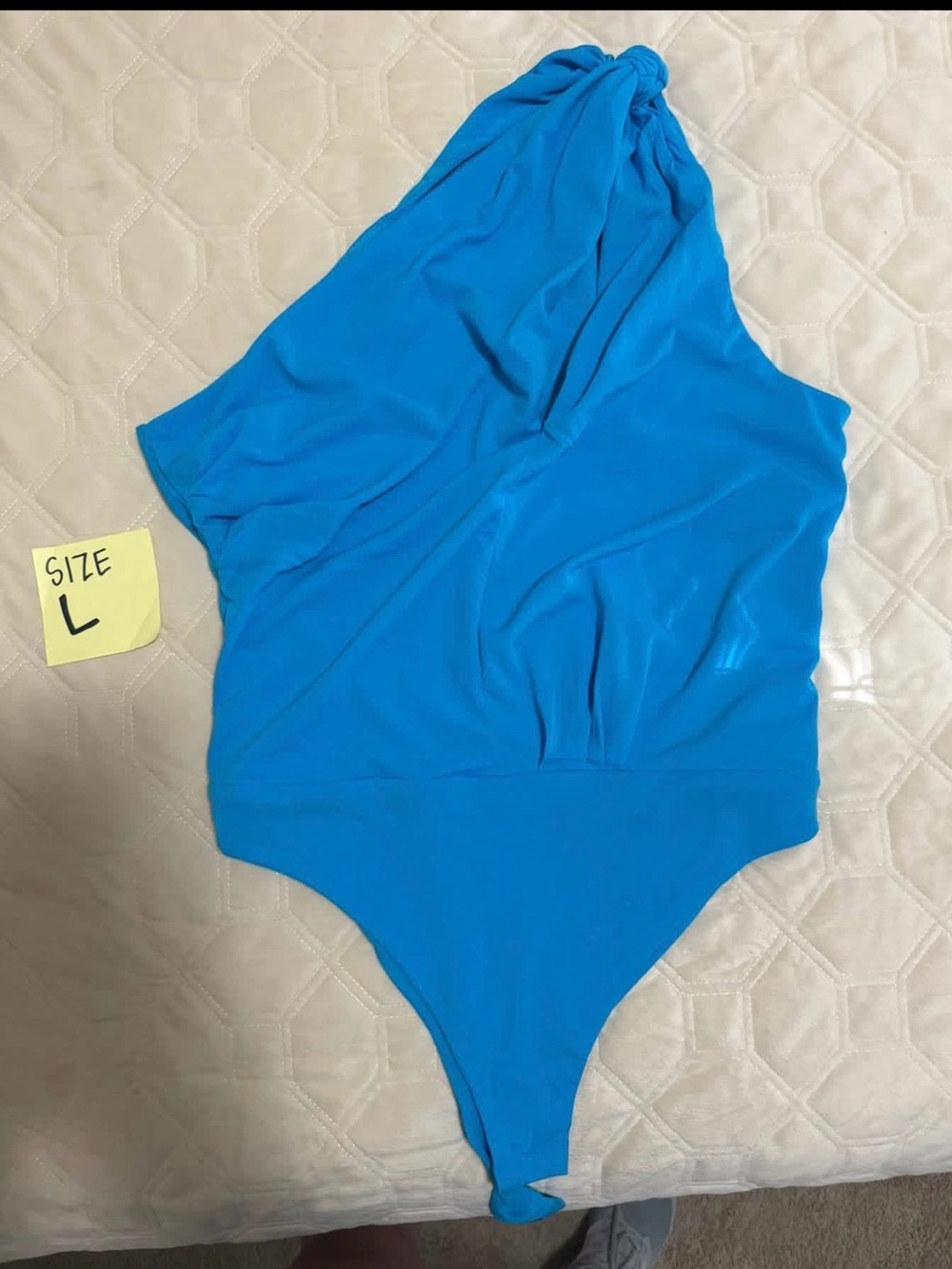 Bright Blue One-Shoulder Kids One-Piece Swimsuit